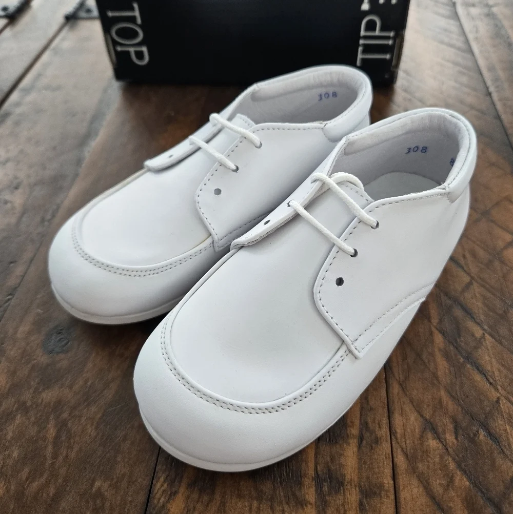 Tip Top Kids Boys White Dress Shoes Style 308. Tuxedo Shoes. Size 8.